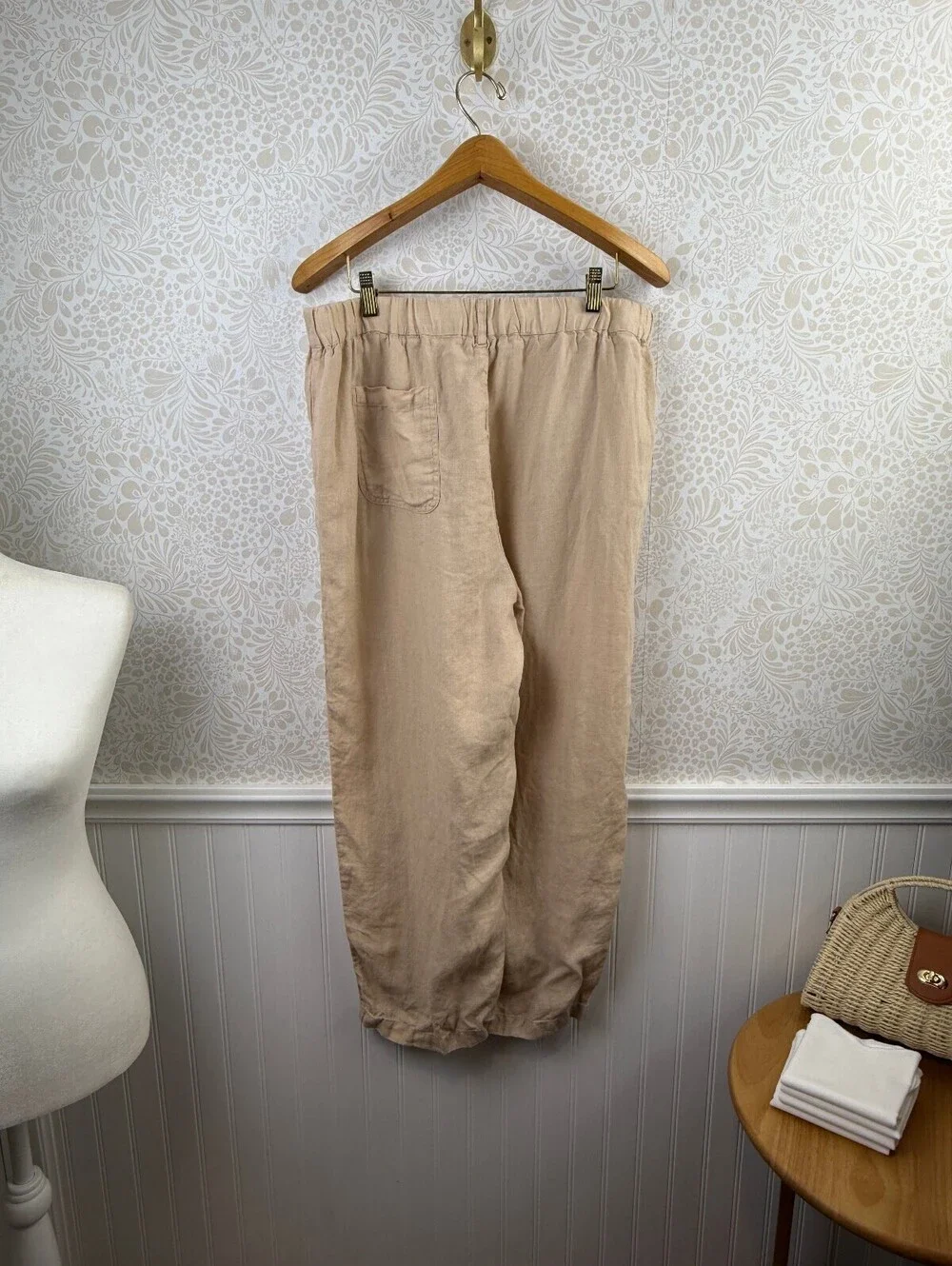 Quince Light Tan Flax 100% European Linen Pull on Pants - Size - Large